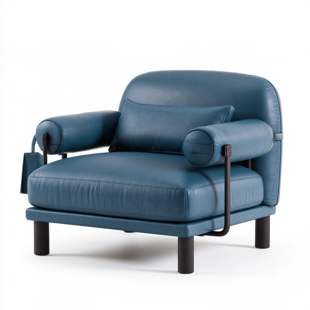 Fauteuil d'appoint aux lignes épurées, coloris bleu