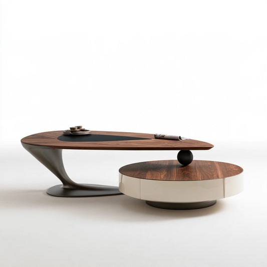 Table basse aux lignes épurées, coloris gris
