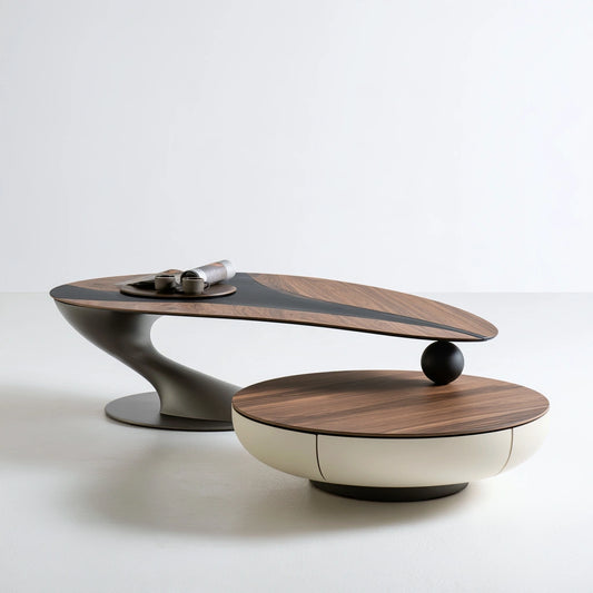 Table basse aux lignes épurées, coloris gris