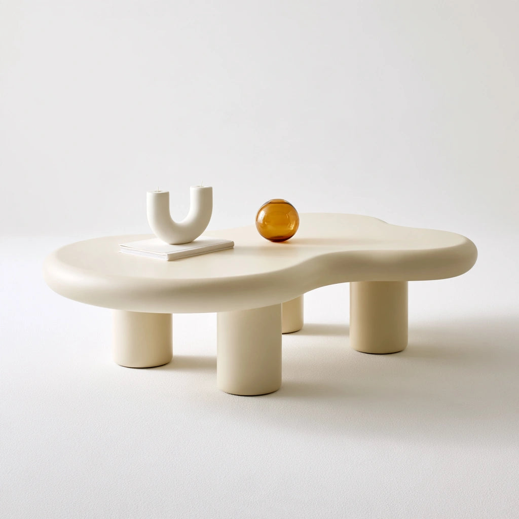 Table basse aux lignes épurées, coloris crème