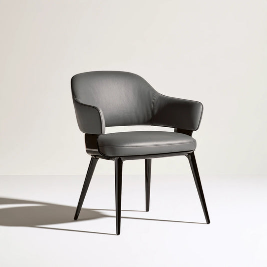 Fauteuil de salle à manger aux lignes épurées, coloris gris