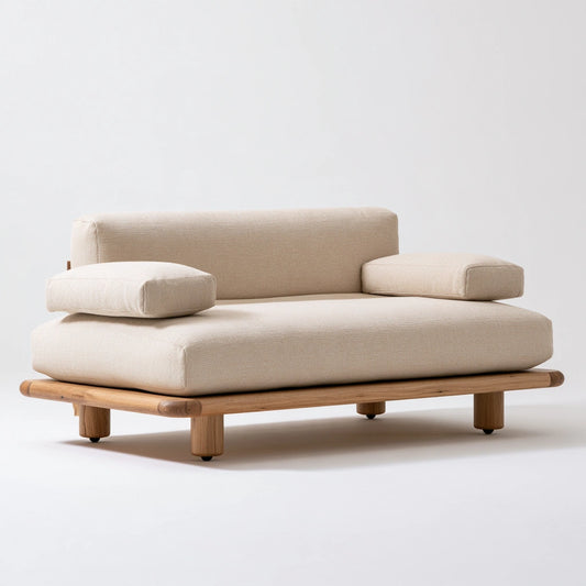 Banquette-lit plateforme aux lignes épurées, coloris gris